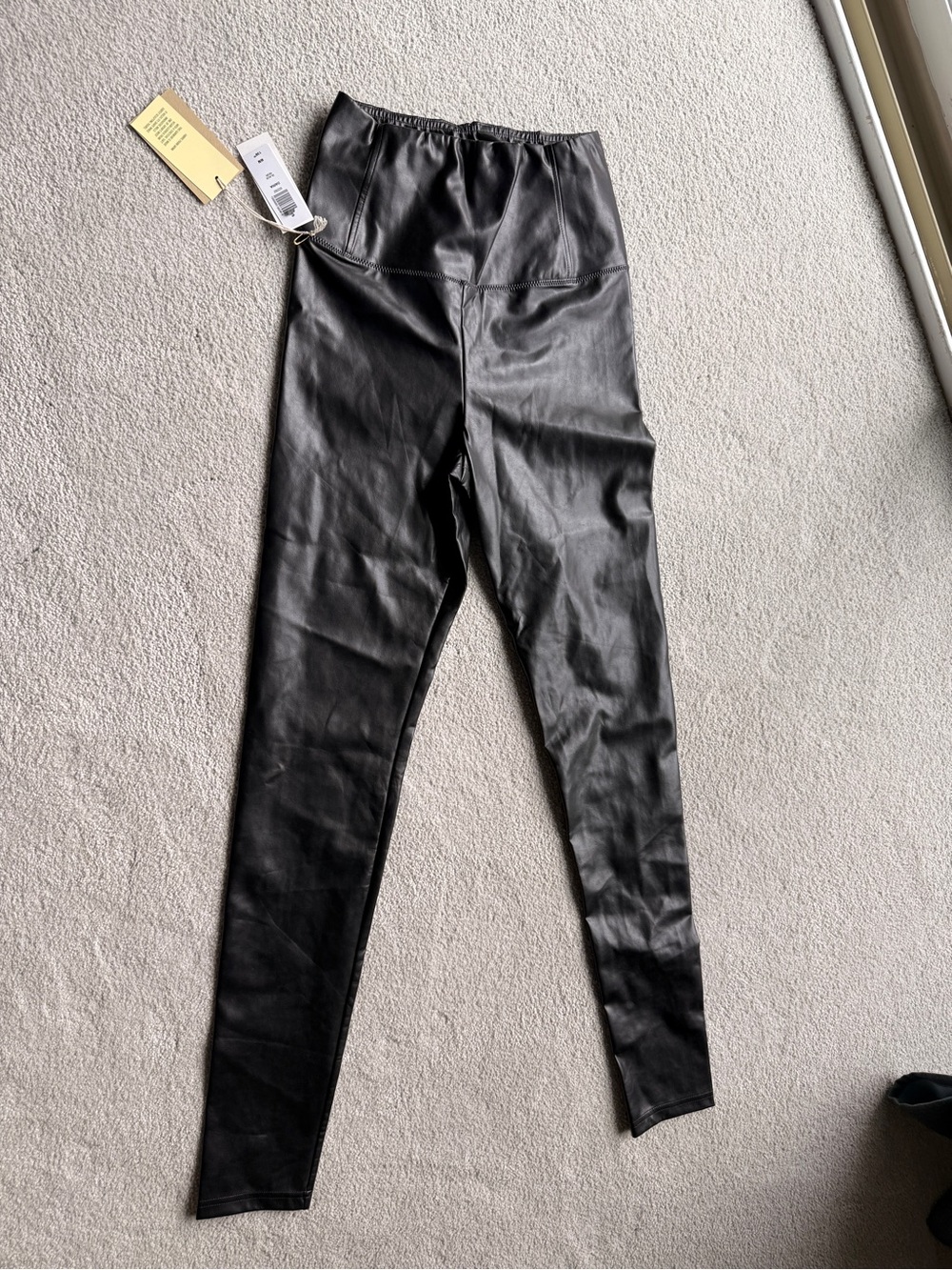 Aritzia Wilfred Free Black Faux Leather High-Waist Leggings